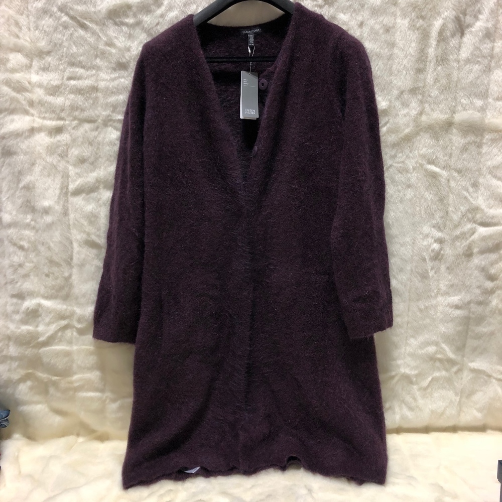 Womens XL Eileen Fisher Mohair Plush Cardigan